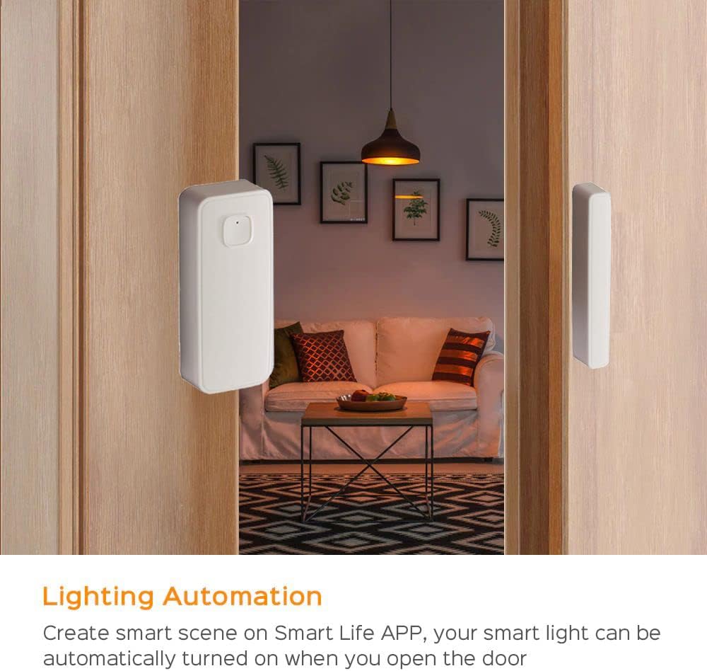 EVERSECU Tuya Smart WiFi Door Sensor Open/Close Detector App Notification Battery Operated, Compatible with Amazon Alexa, Google Assistant, No Need Hub (4pcs)