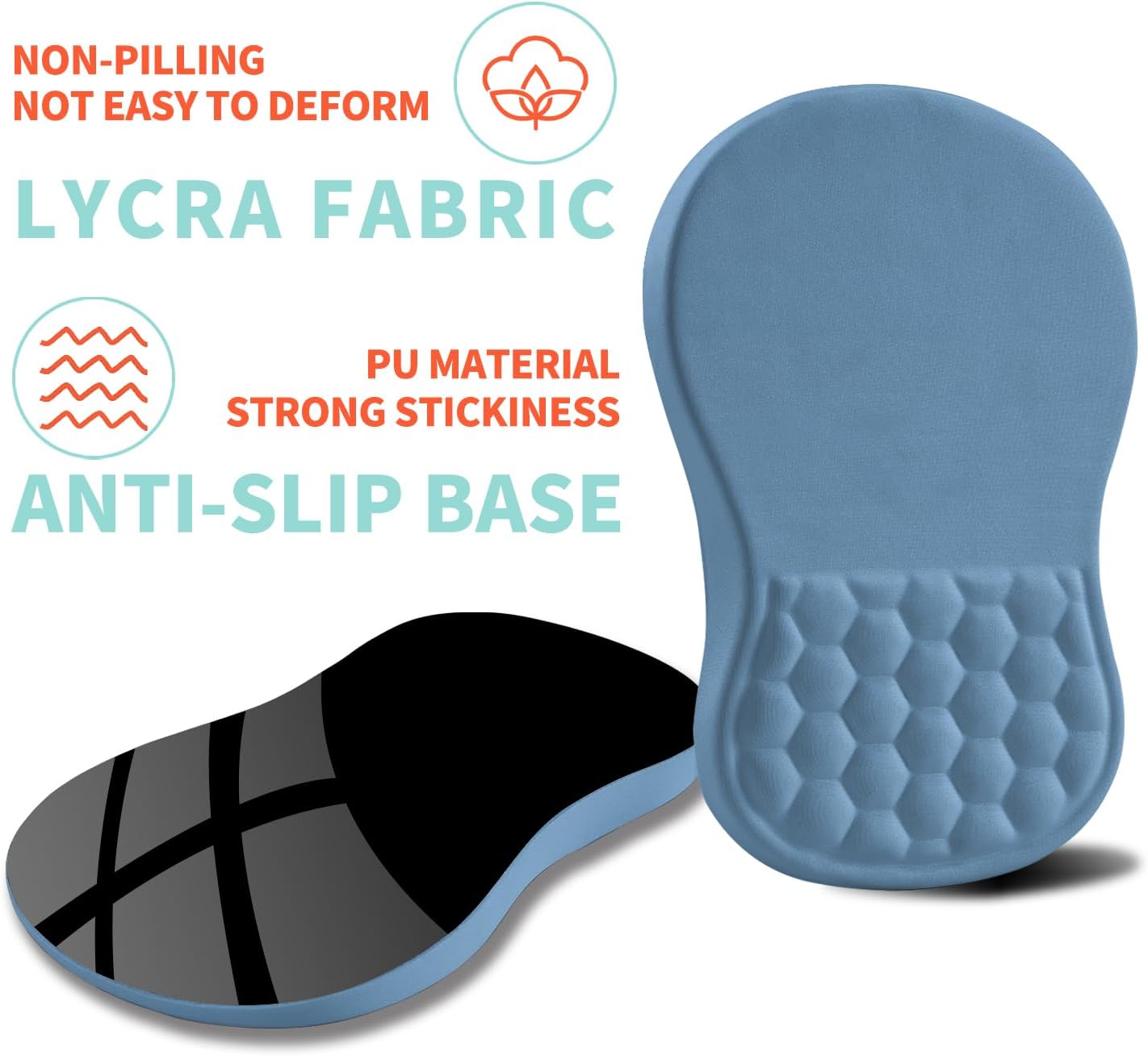 Ergonomic Mouse Pad Wrist Support with Memory Foam Massage Bulge, Carpal Tunnel Pain Relief Mousepad Wrist Rest for Mouse(12x8 inch, Lake Blue)