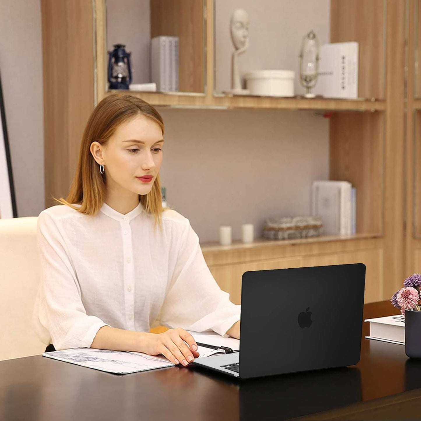 MOSISO Compatible with MacBook Air 13 inch Case 2025 2024 2023 2022 M4 A3240 M3 A3113 M2 A2681, Plastic Hard Shell&Keyboard Cover&Screen Film&Type C for MacBook Air 13.6 inch Case, Black