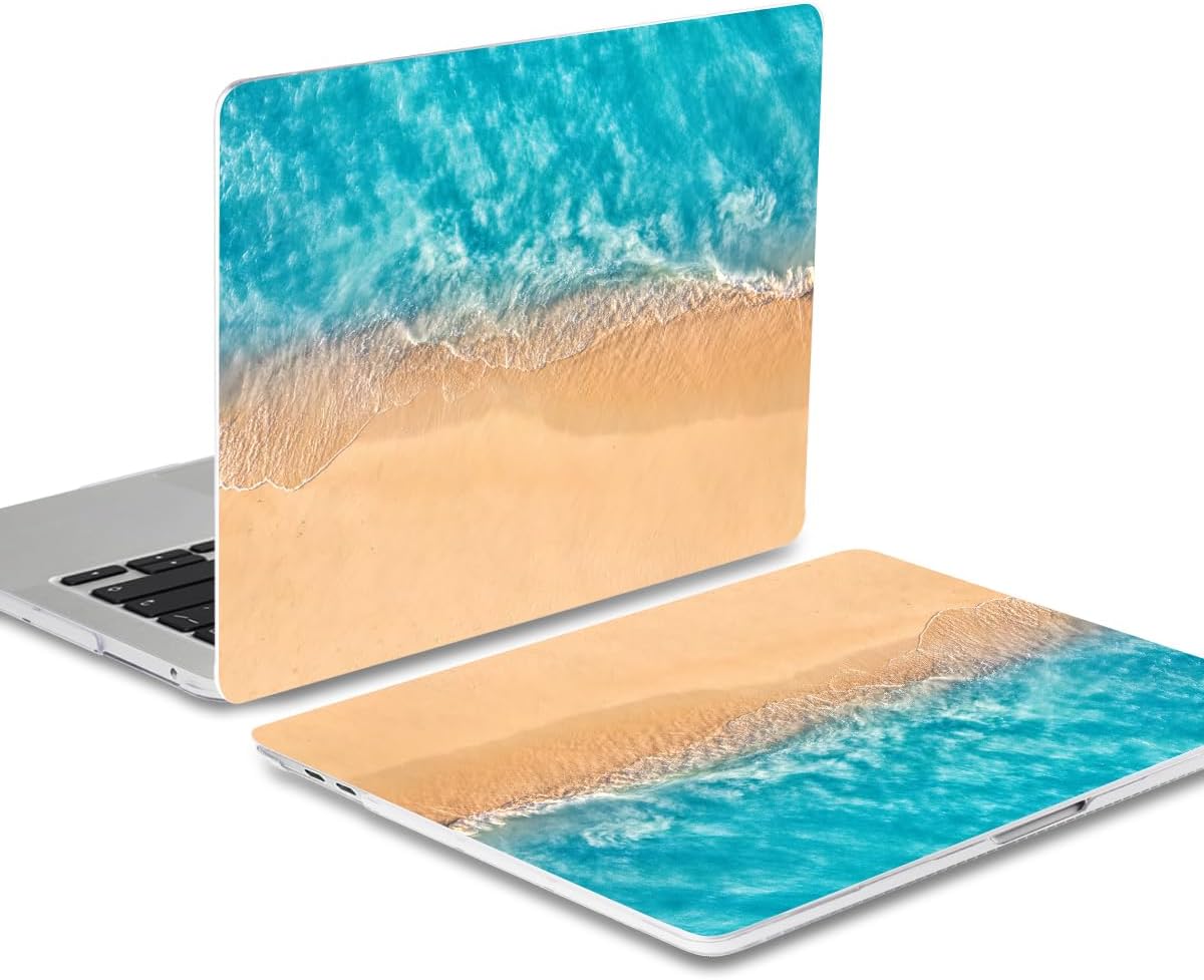 Batianda Design Case for M1 MacBook Air 13 Inch Model A2337 A2179 A1932 2021 2020 2019 Release,3D Painted Landscape Series Hard Shell with Keyboard Cover & Screen Protector, Beach