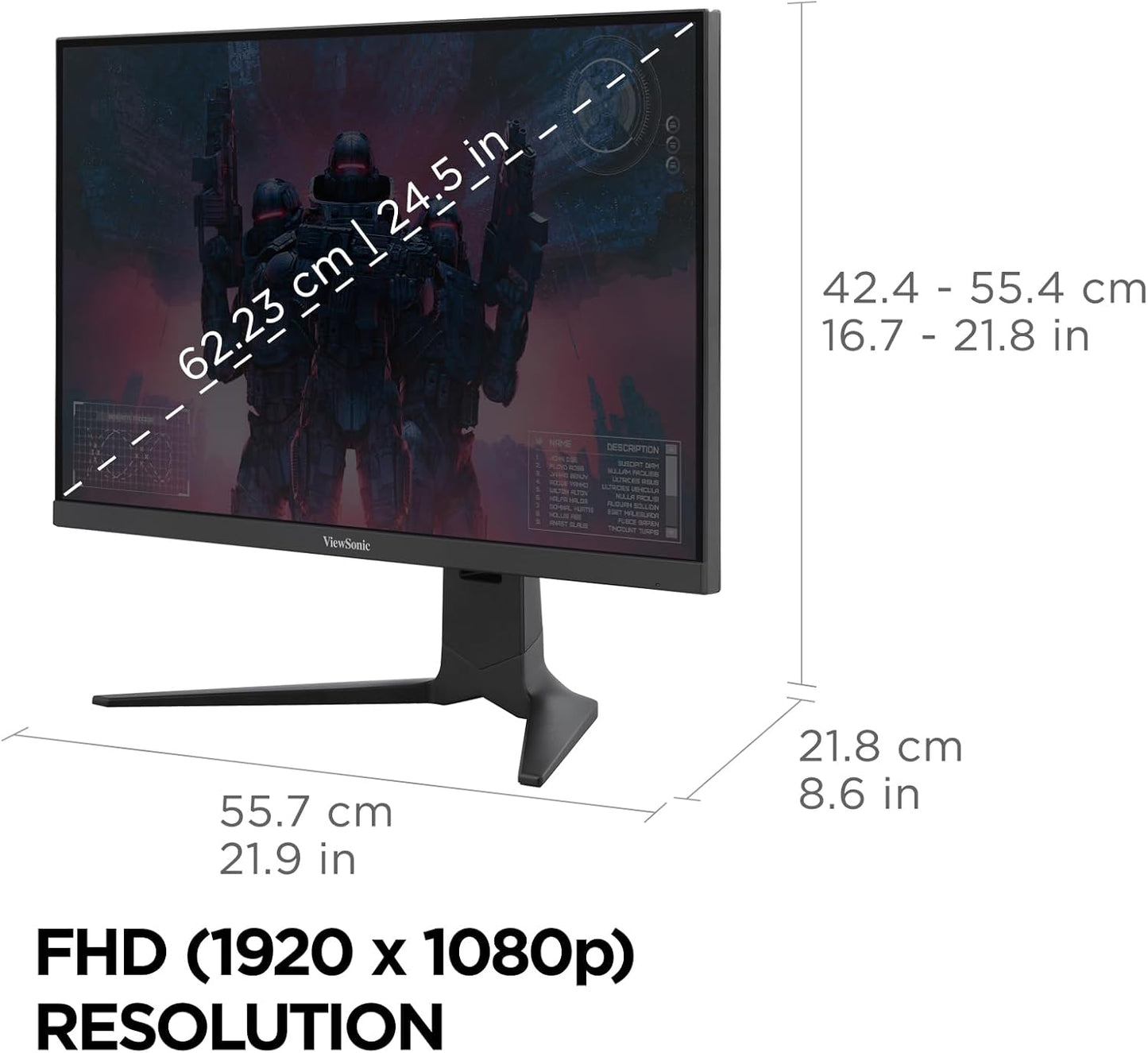 ViewSonic XG2536 25 Inch 1080p IPS Gaming Monitor with 280Hz, 0.5ms, FreeSync Premium, NVIDIA G-Sync Compatible, RGB Lighting, Advanced Ergonomics, HDMI, DP and 65W USB-C Inputs