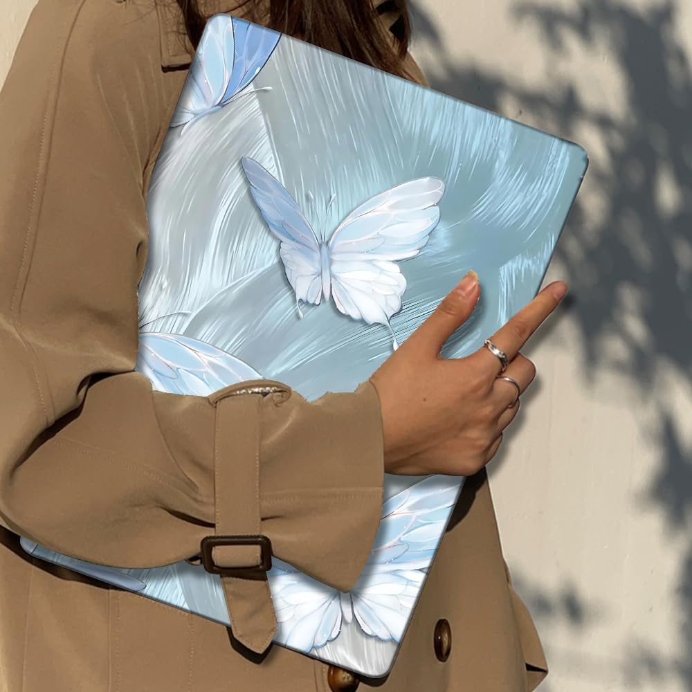 for MacBook Air 13.6 inch Case M4 2025 A3240 2024 M3 A3113 M2 A2681 2022 2023,Crystal Clear Printed Pattern Plastic Hard Shell Cover for 2025 MacBook Air 13 M4 Touch ID, Tin Foil Butterfly