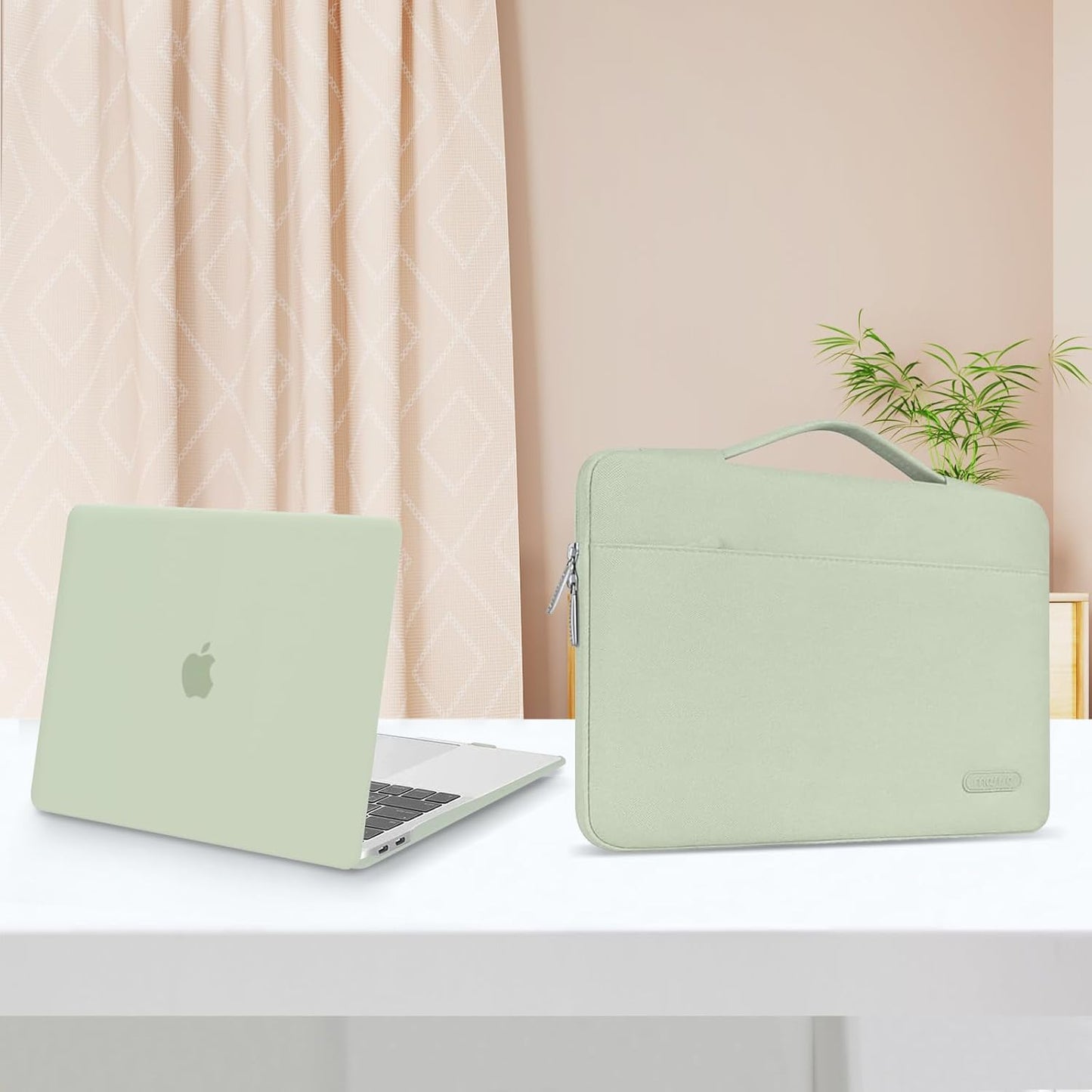 MOSISO Compatible with MacBook Air 13 inch Case 2025 2024 2023 2022 M4 A3240 M3 A3113 M2 A2681, Hard Shell&Sleeve Bag&Keyboard Skin&Webcam Cover&Screen Film for MacBook Air 13.6 inch, Sage Green