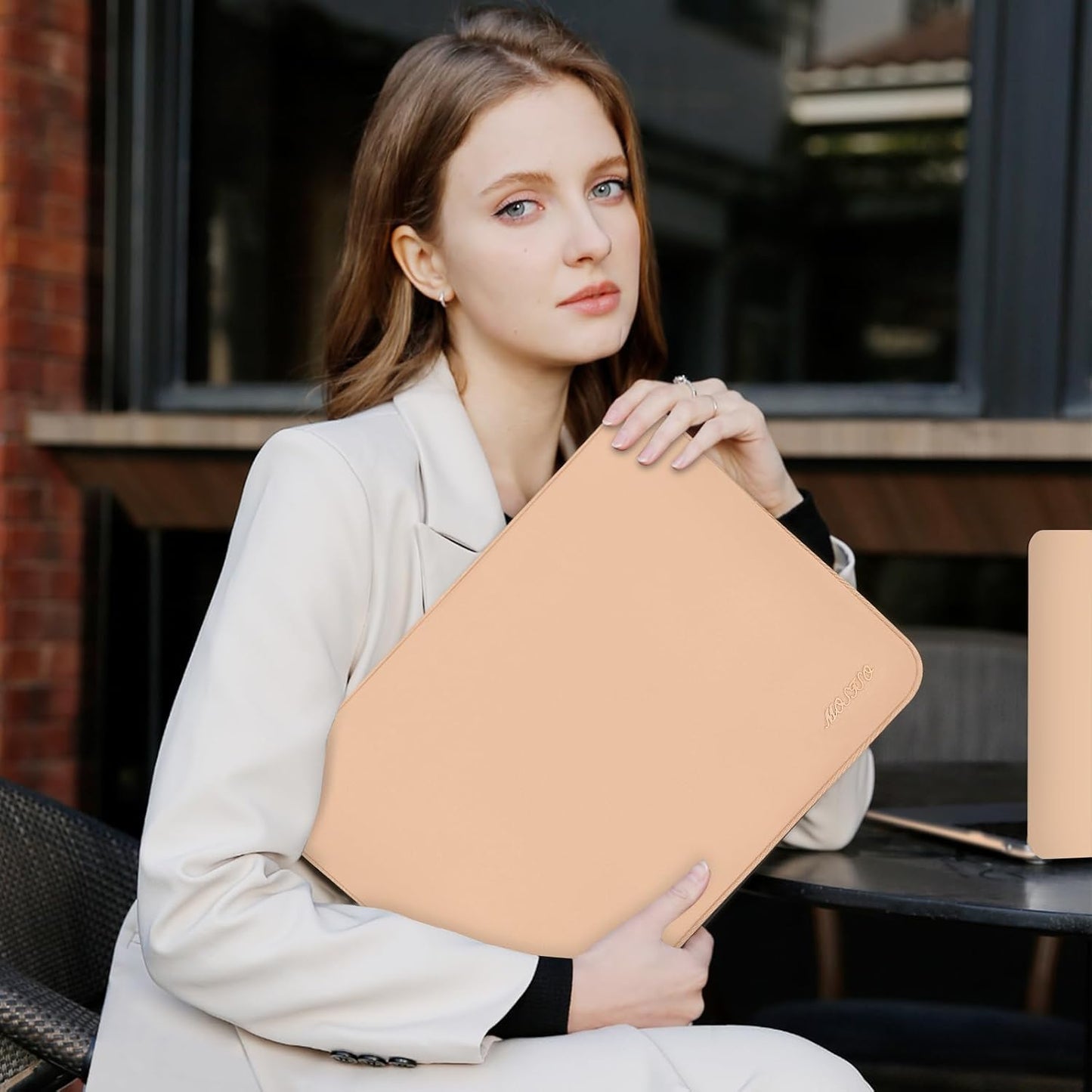 MOSISO Laptop Case 13.3 inch, 13-13.3 inch Laptop Sleeve Bag Compatible with MacBook Air/Pro 13 / Pro 14, HP Dell ASUS Lenovo Notebook, Neoprene Computer Sleeve Bag with Small Case, Peach Fuzz