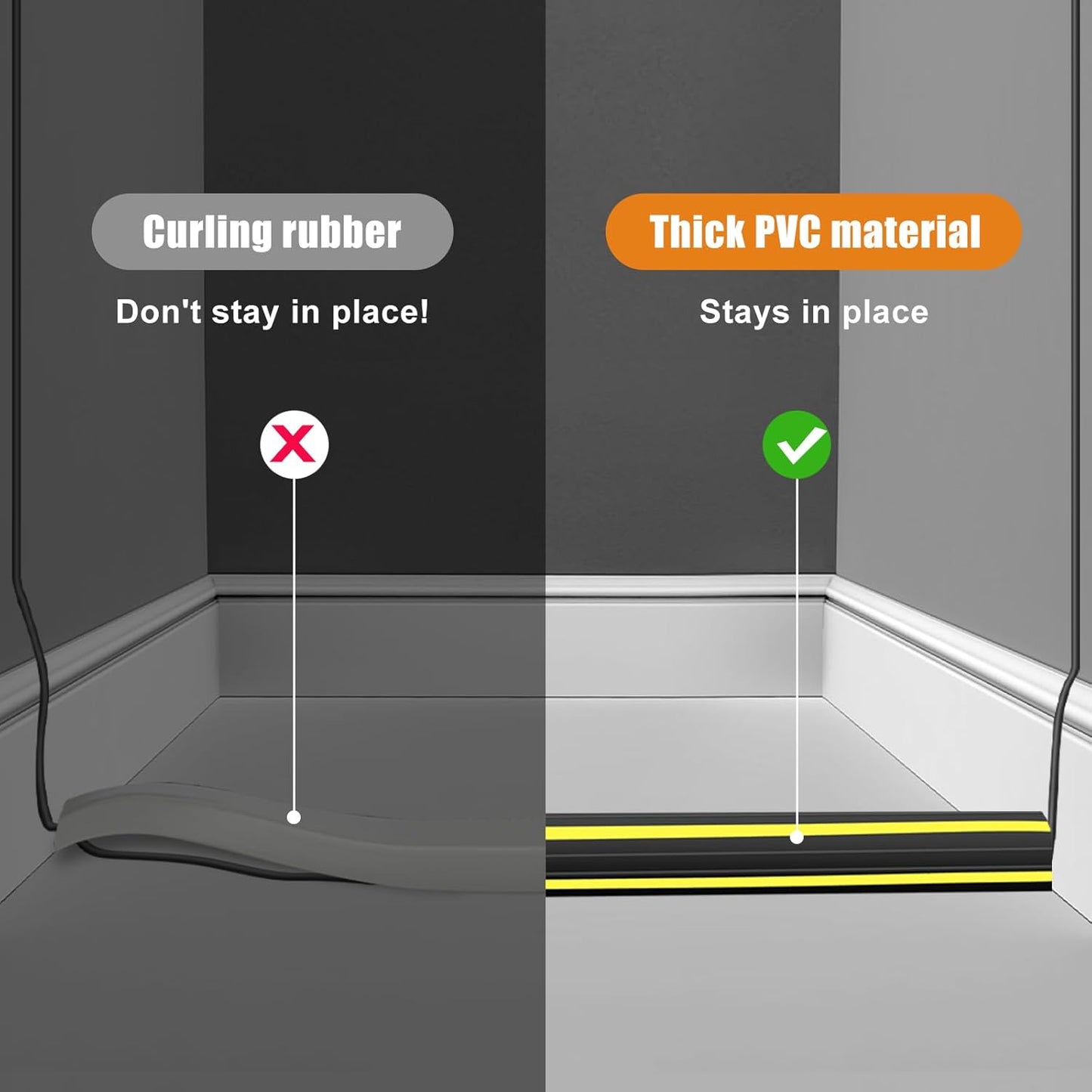 4 ft Cord Covers for Wires on Floor, Heavy Duty PVC Duct Floor Cord Cover, Floor Cable Cover Easy to Unroll Prevent Trip Hazard for Home Office or Outdoor Settings