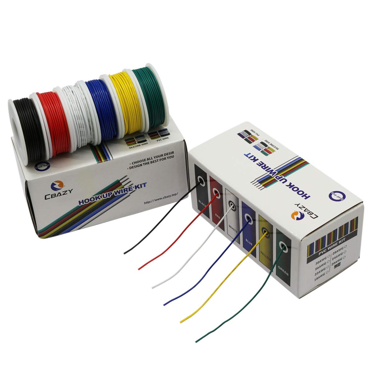 Hook up Wire Kit (Stranded Wire Kit) 26 Gauge 6 Colors 32.8 feet Each Electrical Wire 26 AWG PVC Wire