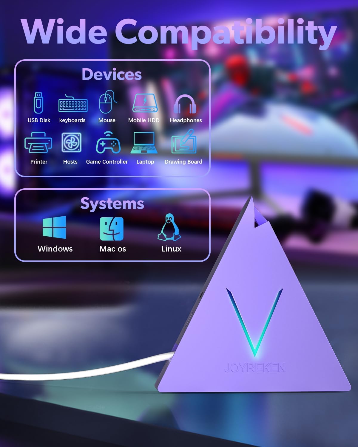 4-Port USB 3.0 Hub Tower with 2ft Cable - USB Splitter for Laptop,PC,PS4,PS5,Xbox,Mouse,Keyboard,Hard Drives,Mobile HDD(Light Purple)