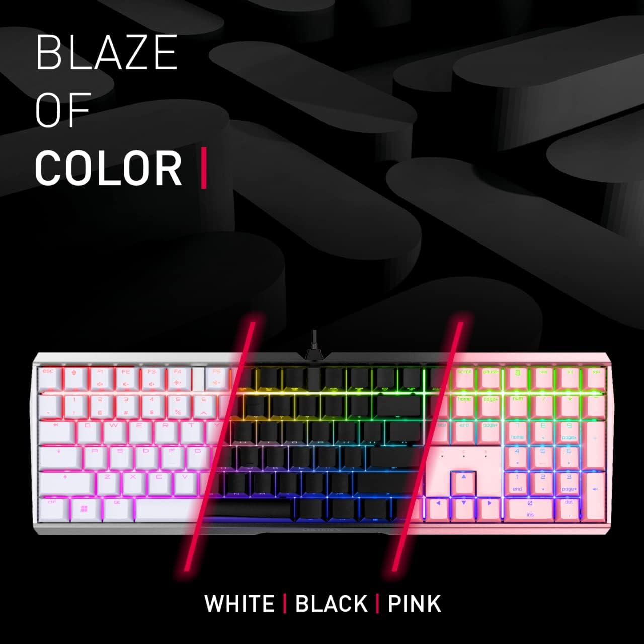 Cherry MX 3.0 S Wired Mechanical Gaming Keyboard. Aluminum Housing Built for Gamers w/MX Blue Switches. RGB Backlit Color Display Over 16m Colors. from The Makers of MX. Full Size. Pure White.