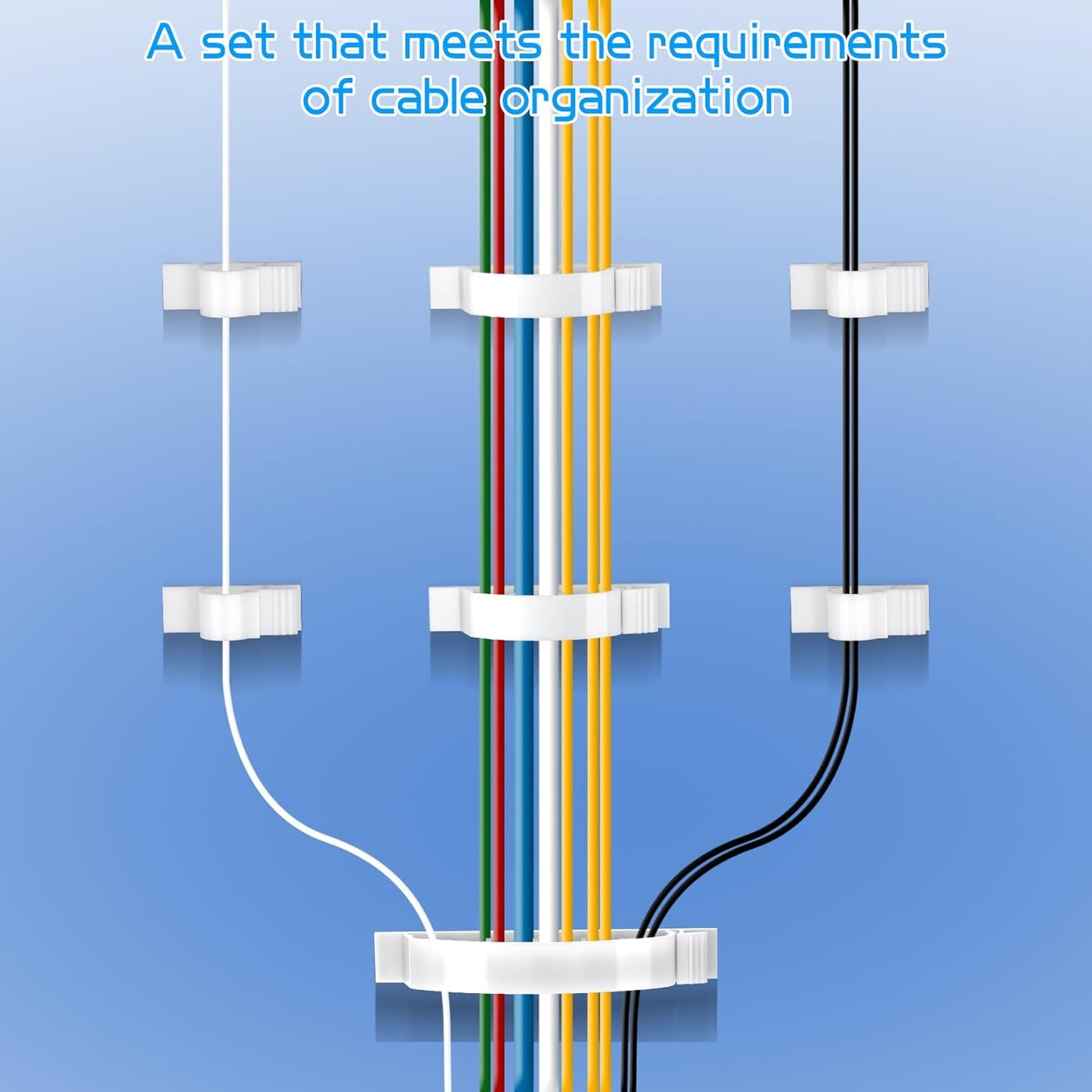 XHF 30pcs Adhesive Cable Wire Clips Kit White, Outdoor Cable Management Wire Organizer Cord Holder for Under Desk, Car, Wall, TV PC Ethernet Cable