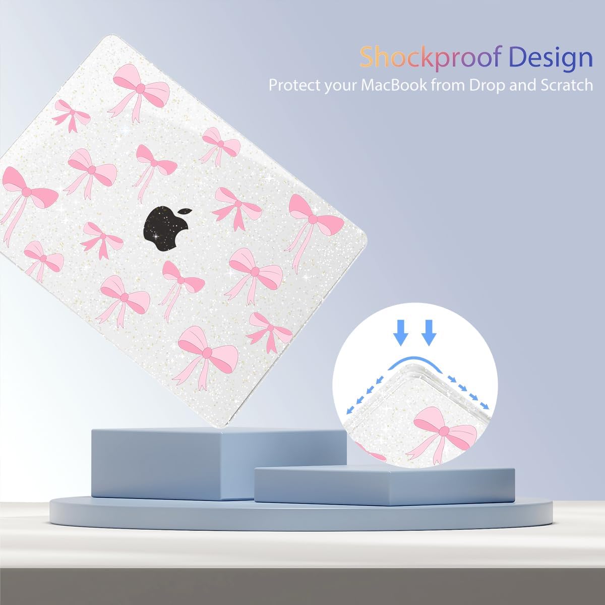 Teryeefi Compatible for MacBook Air 13.6 inch Case 2024-2022 Release Model A3240 A3113 A2681, Protective Plastic Hard Shell Case Cover for MacBook Air M2 M3 M4 13 inch, Pink Ribbon Bows-106