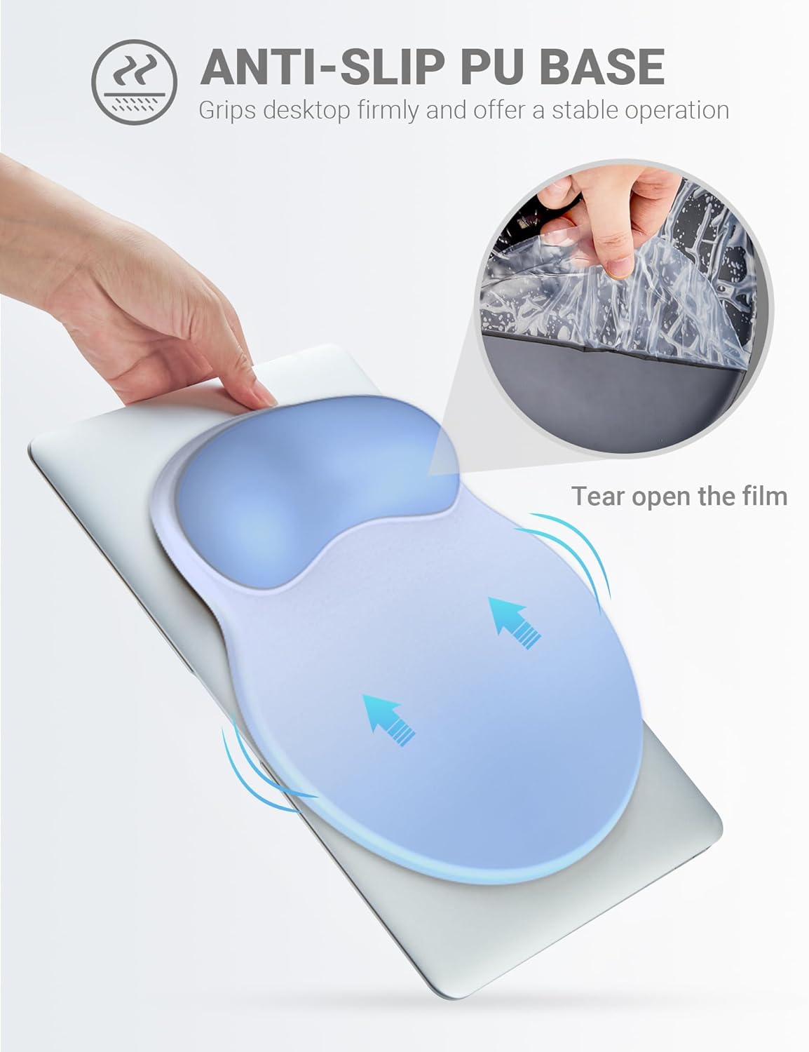 Ergonomic Mouse Pad Wrist Support, Comfortable Mouse Pad Wrist Rest, Relieve Wrist Pain Gel Mouse pad, Non-Slip Rubber Base Mousepad for Laptop, Computer(Gradient Blue)