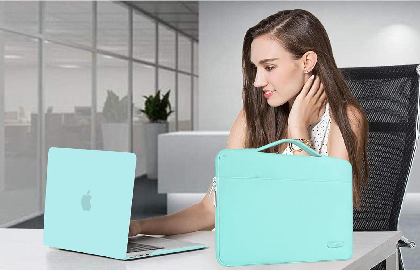 MOSISO Compatible with MacBook Air 13 inch Case 2025 2024 2023 2022 M4 A3240 M3 A3113 M2 A2681, Hard Shell&Sleeve Bag&Keyboard Skin&Webcam Cover&Screen Film for MacBook Air 13.6 inch, Turquoise