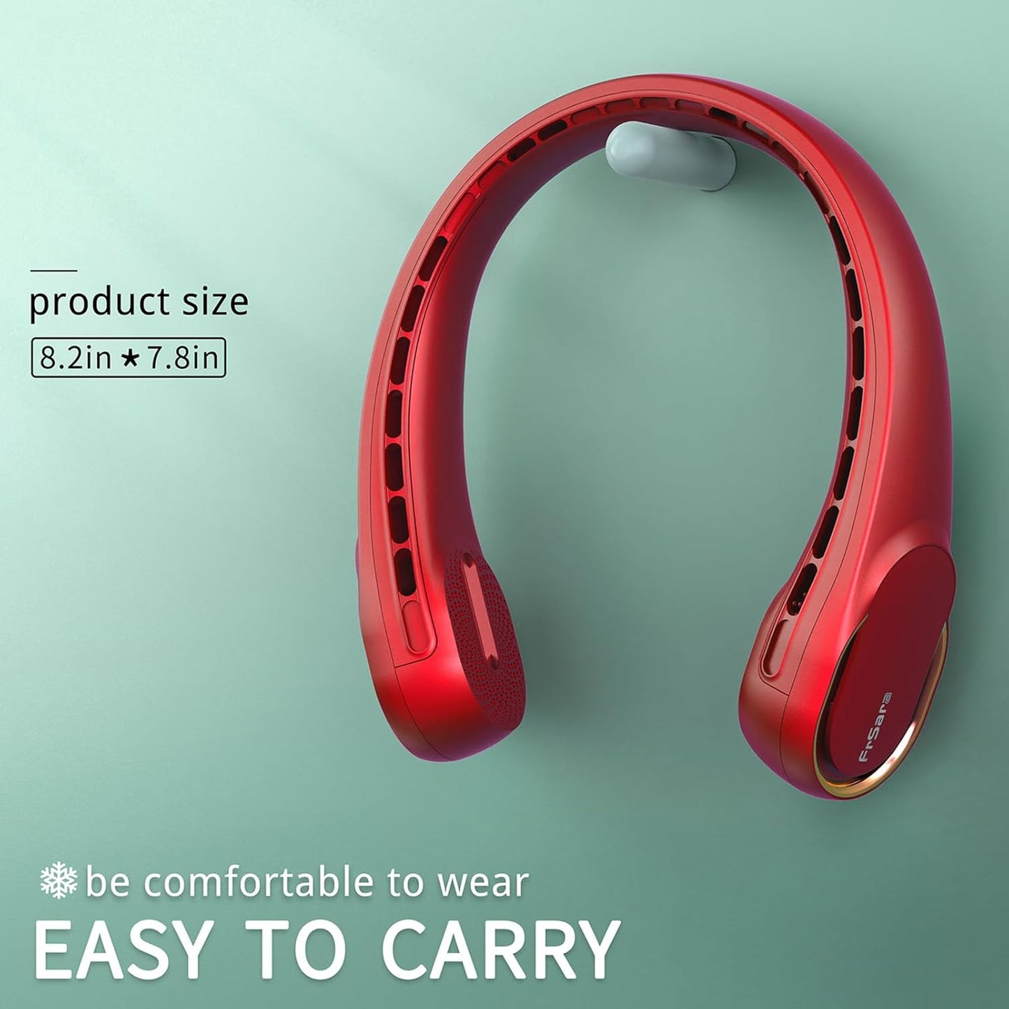 FrSara Neck Fan, Portable Fan Strong Wind, Upgraded 5200mAh, Upgraded Air Volume,360° Cooling, Quiet, No Hair Twisting, Even Air Volume On Both Sides, Non-Slip Material, Short Charging, Long Use Time