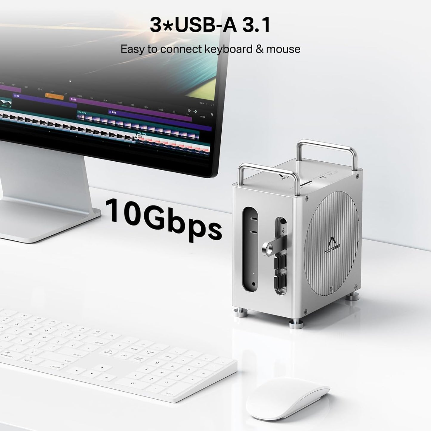 ACASIS 40Gbps Mac mini M4 Dock with Dual-Bay NVMe SSD Enclosure, 11-1 Workstation for Mac mini M4 and M4 Pro, Docking Station with DP 4K60Hz, 3XUSB-A10G, PD 30W, SD/TF4.0, Support Dual SSD B+M M-Key