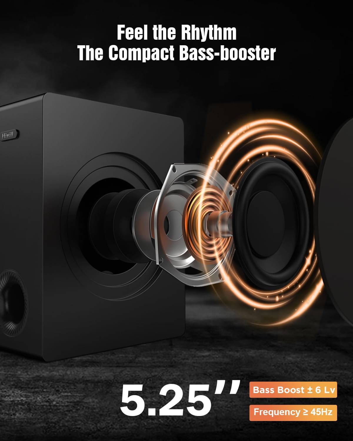 Hiwill 4.1ch Sound Bar with Dolby Atmos, 300W Sound Bar for Smart TV with Subwoofer, 2 Front Surround Speakers, Soundbar for TV Speaker, Adjustable Bass, Surround Sound System for TV, HiElite A41