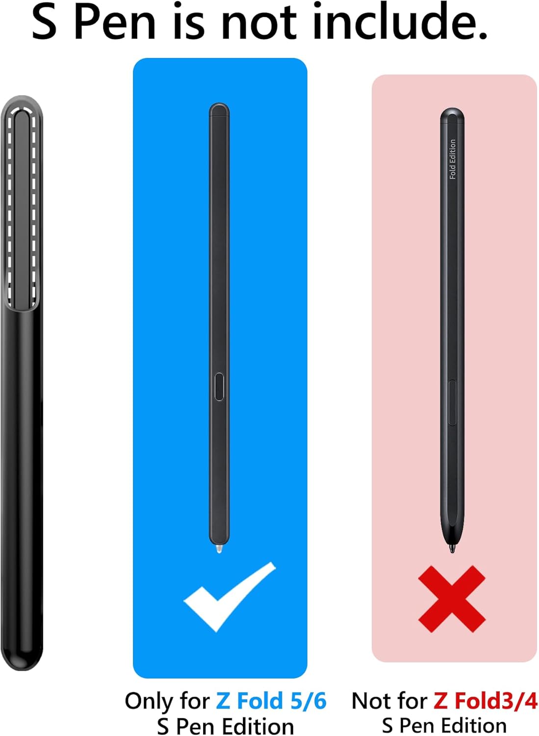 for Samsung Galaxy Z Fold 6 Wallet Case & S Pen Holder & Hinge Protection & Camera Cover, Built-in Card Holder & Screen Protector, Durable Multifunctional Phone Case for Z Fold 6 2024, Blue