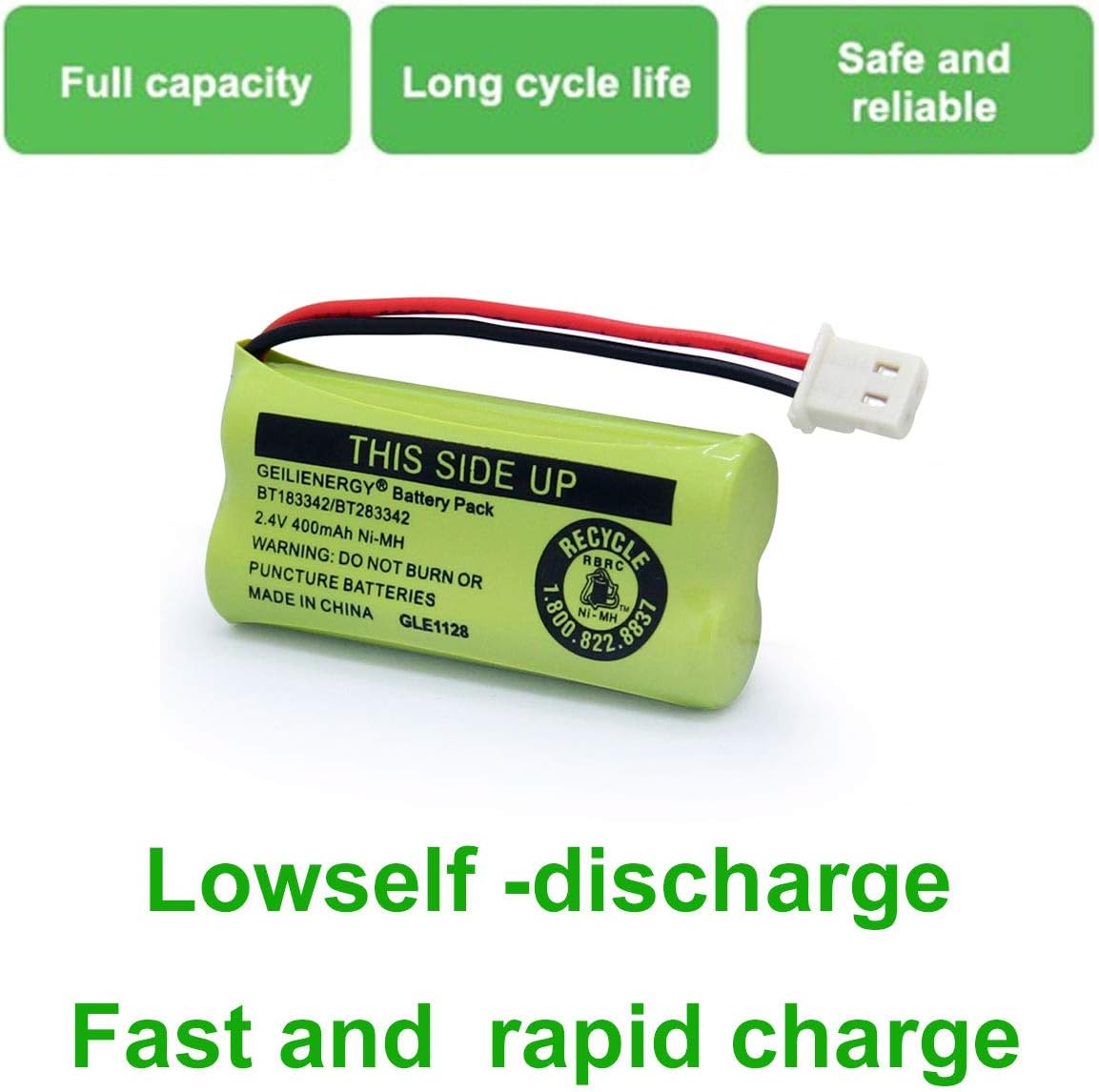 GEILIENERGY BT162342/BT262342 Battery Compatible for BT183342/BT283342 BT166342/BT266342 VTech CS6114 CS6419 CS6719 at&T EL52300 CL80111 Cordless Phone (Pack of 2)