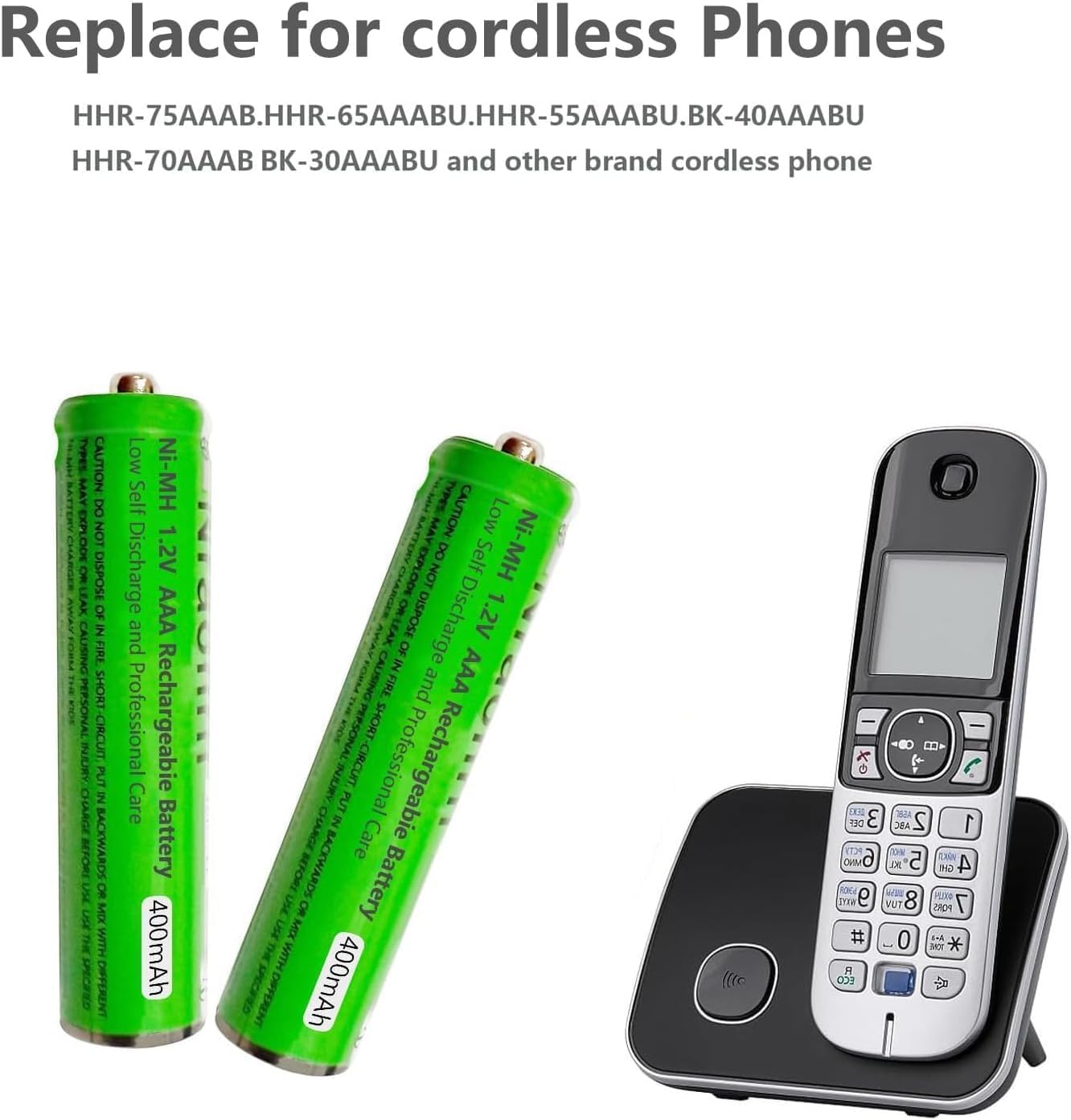 8 Pack Ni-MH AAA Rechargeable Batteries 400mah AAA Ni-MH Rechargeable Batteries 1.2V for Panasonic Cordless Phones, Remote Controls, Electronics