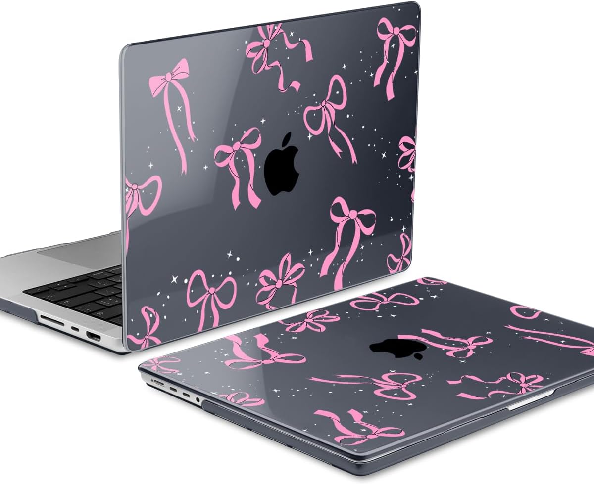 DONGKE for M4 MacBook Pro 16 Inch Case 2024 2023 2021 A3403 A3186 M3 A2991 M2 A2780 M1 A2485 Pro/Max Chip, Plastic Hard Shell Case & Keyboard Cover for Mac Pro 16 with Touch ID, Bows & Stars