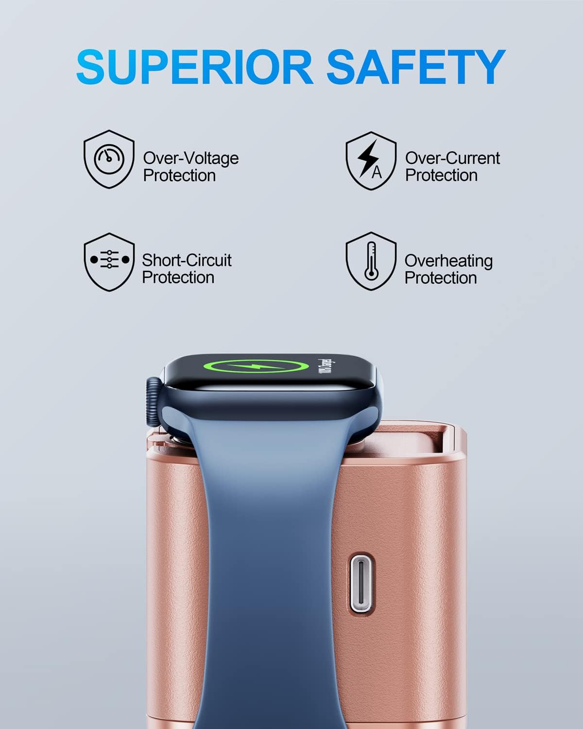 36W for Apple Charging Block with Built-in Watch Charger, Foldable PD Fast Charger Block for iPhone, Dual Ports Wall Charger Compatible with Apple Watch iPhone AirPods(Rose Gold)