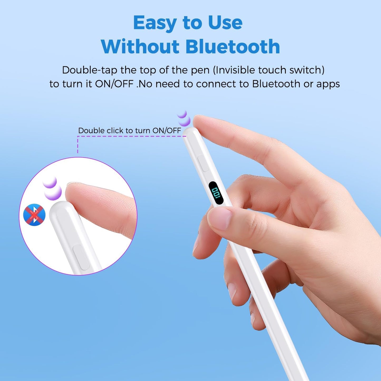 iPad Pencil with Magnetic&5 Extra Tips,USB-C Faster Charge,Stylus Pen Compatible with iPad 6-11th/A16,Air M3/M2/3-5th,Pro M4/11/12.9/13inch,Mini 5th-7th/A17Pro (White)