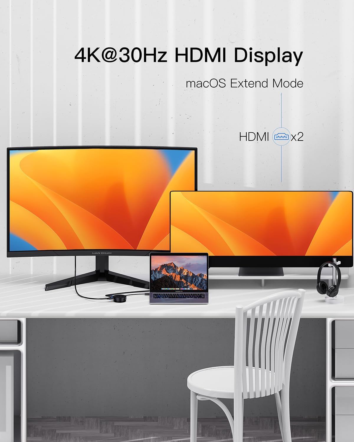 Mini USB C Docking Station Dual HDMI Monitor FORIDA USB C to USB Dock Hub with Gigabit Ethernet 100W Power Delivery Micro SD Card Reader for MacBook/Dell/HP/Lenovo ThinkPad/Surface (Black)