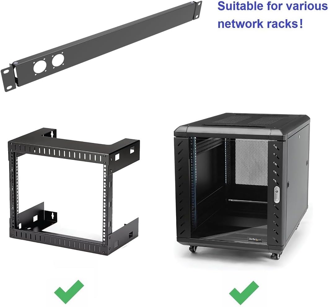 1U Hinged Rack Panel 2D XLR HDMI Audio Rack Mount Panel for 19 inches Rack Mount (2D)