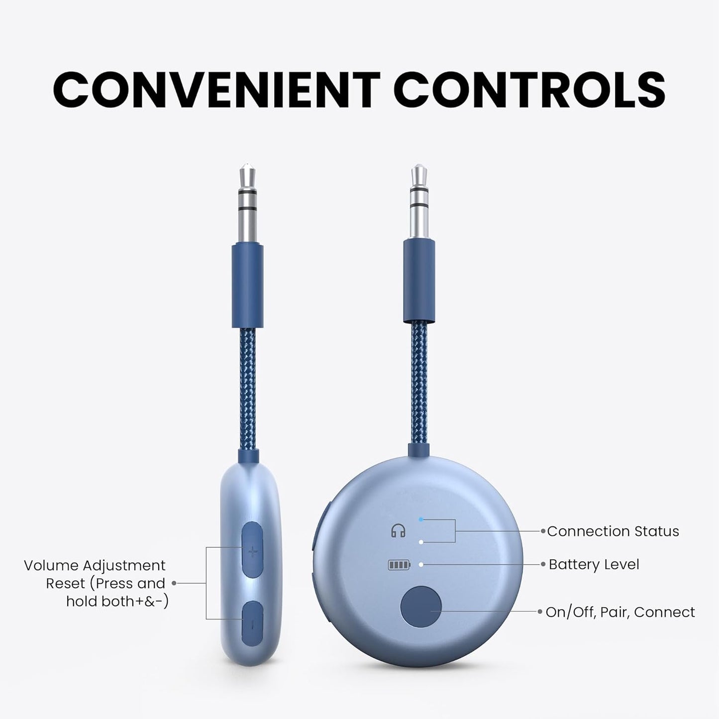 Avantree SoundJet R1 – Airplane Bluetooth Adapter for Headphones & AirPods, aptX Adaptive, Qualcomm Chipset, 20H Battery, Wireless Audio Transmitter for in-Flight Travel Essentials - Sky Blue