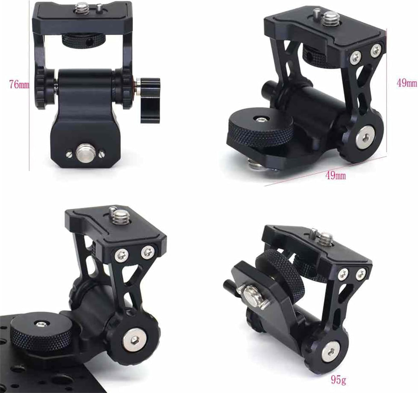 Monitor Mount Holder Bracket, 360 Tilt Swivel Rotation for Atomos SmallHD Camera Video Monitor, Teradek Wireless Transmission Motor Microphone, 3/8" 1/4" Black