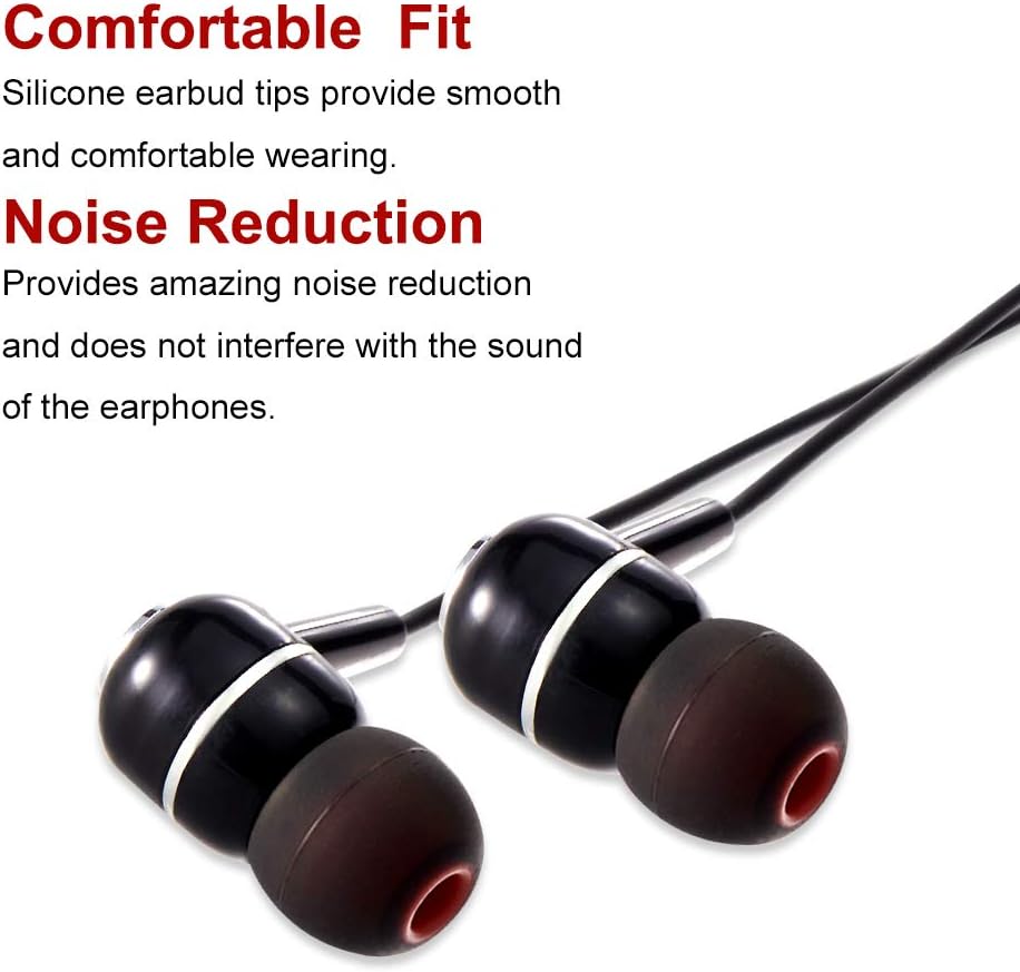 Earbud Tips Soft Silicone Earbuds Replacement Tips Fit for in-Ear Headphones(Inner Hole from 3.8mm - 4.2mm Earphones) 9 Pairs S/M/L,Black/Red