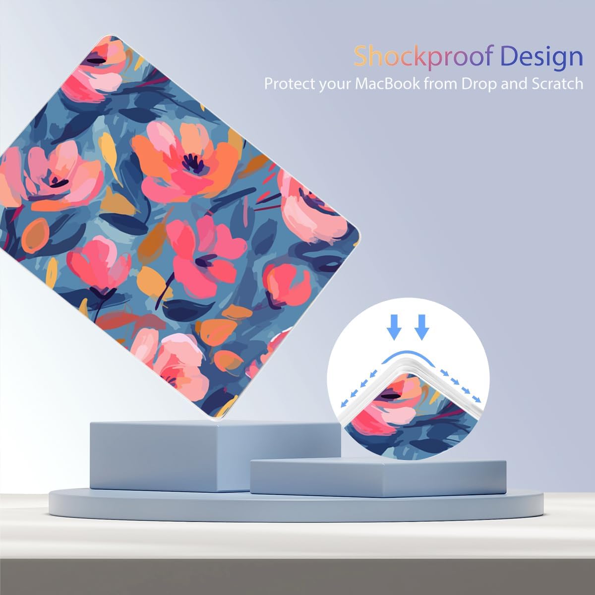 Teryeefi Compatible with M3 M4 M2 MacBook Air 15 inch Case 2025 2024 2023 Release A3241 A3114 A2941, Hard Shell Cover & Keyboard Cover & Screen Protector & OTG Adapter - W-Abstract Pink Flower