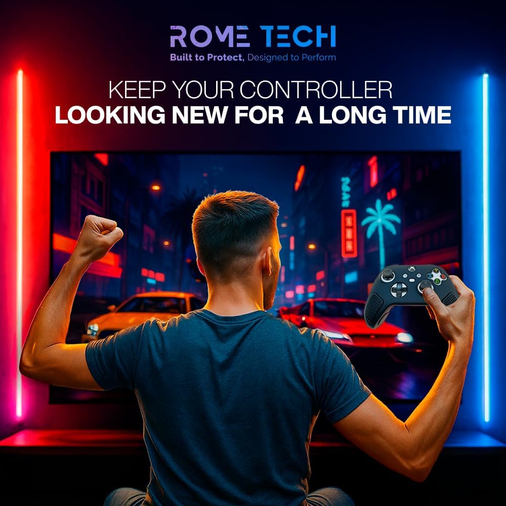 for Xbox Controller Series X/S (2024/2023) Silicone Protective Cover, Soft Skin Xbox Controller Accessories, Anti-Slip Cover with 2 Joystick Caps - Black