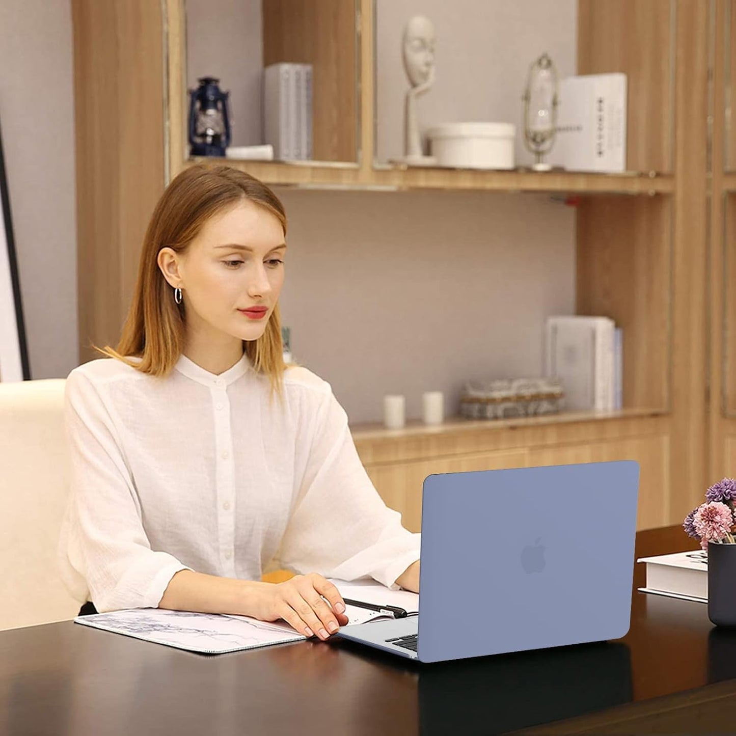 MOSISO Compatible with MacBook Air 13 inch Case 2025 2024 2023 2022 M4 A3240 M3 A3113 M2 A2681, Plastic Hard Shell&Keyboard Cover&Screen Film&Type C for MacBook Air 13.6 inch Case, Lavender Gray