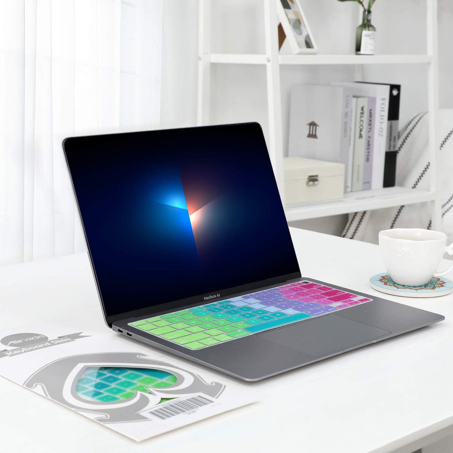 Allinside Silicone Keyboard Cover for New MacBook Air 13 inch A2179 Released in 2020 with Touch ID and Retina Display US Version, Rainbow