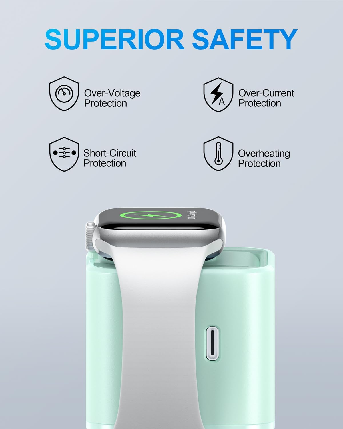 36W for Apple Charging Block with Built-in Watch Charger, Foldable PD Fast Charger Block for iPhone, Dual Ports Wall Charger Compatible with Apple Watch iPhone AirPods(Green)