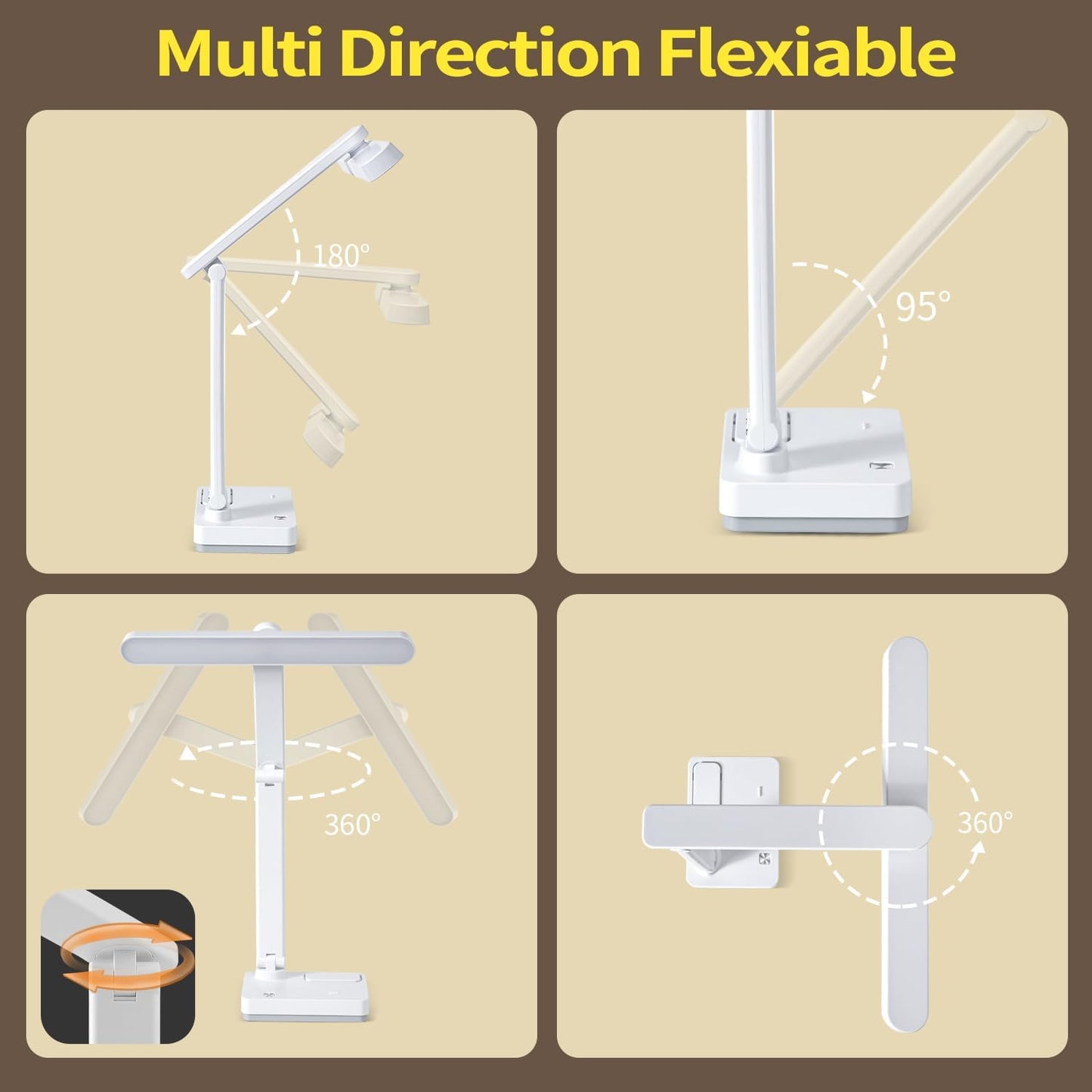 Cordless Desk Table Lamp Reading Light Rechargeable Battery 4000mah, Tall & Large Light 50 LED,Touch 3 Modes,2 Ways Power,Dimmable, Bedroom Bedside Lamp,20 Inch