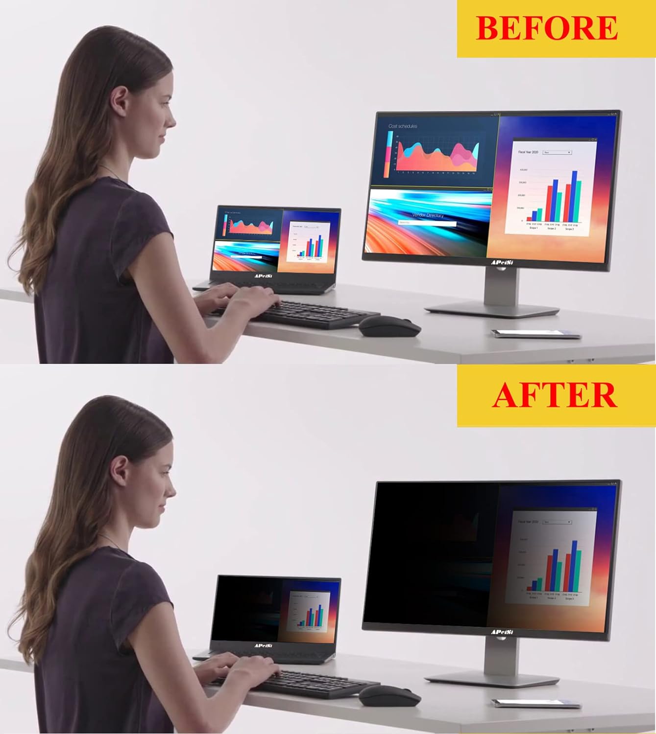 23.8 Inch Privacy Screen Filter for 16:9 Widescreen Monitor | Privacy Shield | Anti-Glare | Anti-Blue light Protector | Eye Protection | Computer Security Private Filter