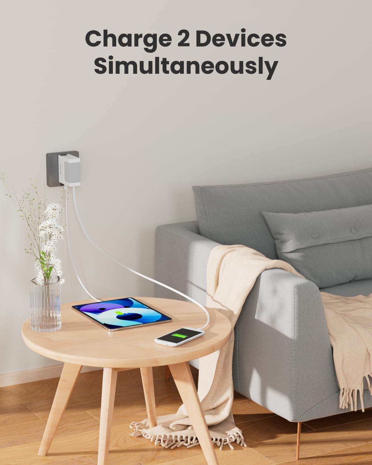 Gitryin 1 Micro USB Retractable Wall Charge and 11-in-1 Desktop Charging Station with 3 Type-C Retractable Wall Chargers