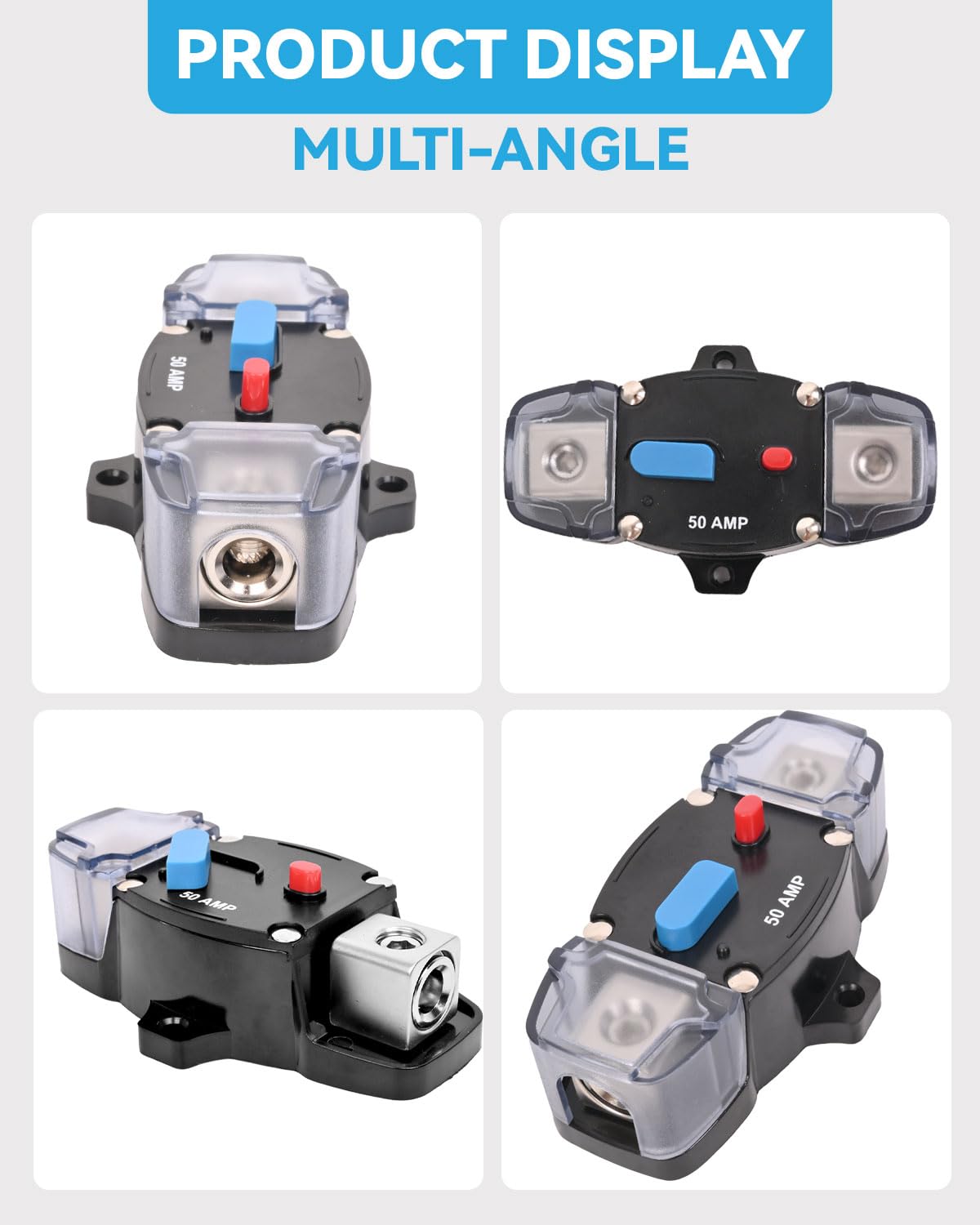 100 Amp Circuit Breaker 12-48 Volt DC 100A Self Recovery Resettable High Amp Circuit Breaker with Manual Reset Button for Automotive RV Marine Boat Car Audio and Amps Protection