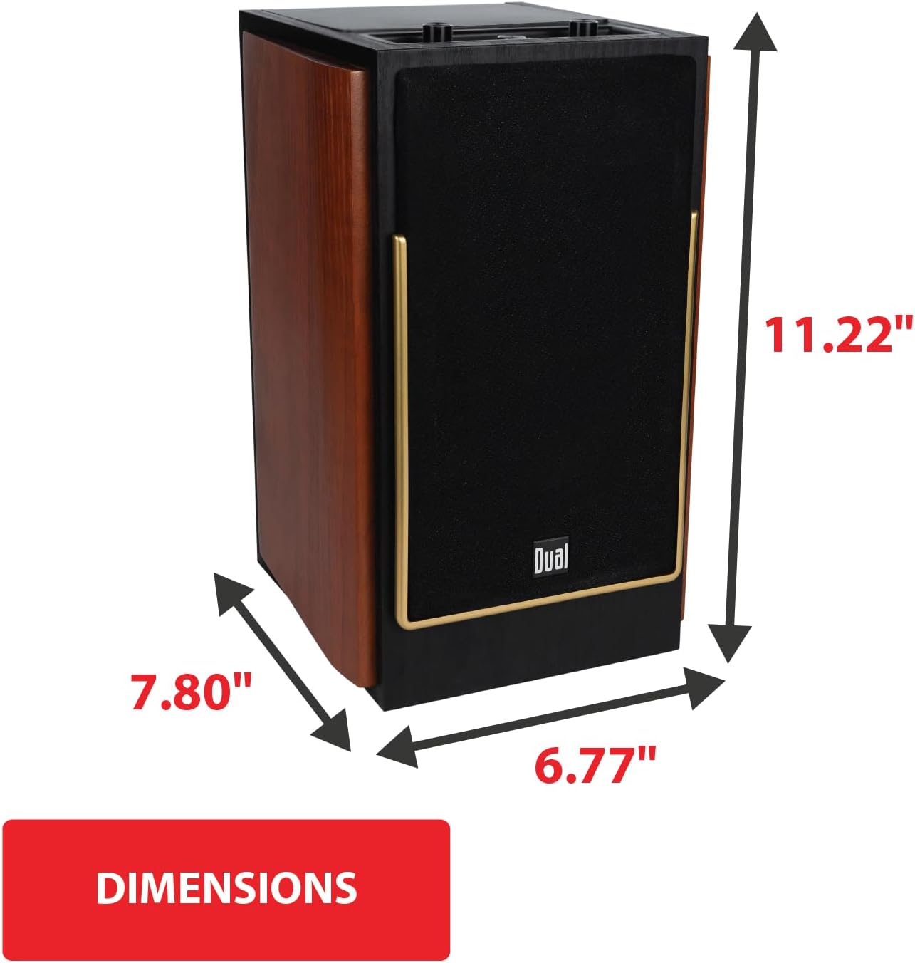 Dual Electronics LUHSL20B Cherrywood and Black 2-Way Bookshelf Speakers with Bluetooth | Home Stereo, PC | Loud & Deep Rich Bass | Wireless Remote Control | Smart Speaker Dock | Sold in Pairs