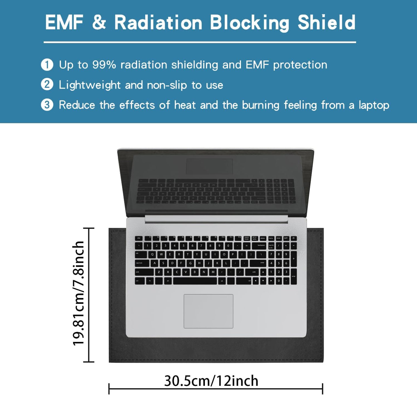 Laptop Pad Protection, Heat Shielding Laptop Pad EMI Blocker Lap Desk, Protector Portable Heat Blocker for Laptop, Tablets and Phones (12"-16")
