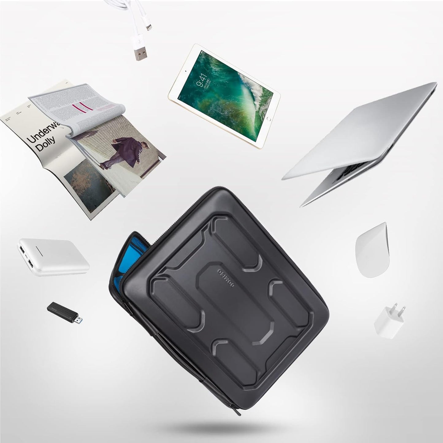 DOMISO 17 inch Laptop Sleeve with Handle Shockproof Computer Bag Waterproof EVA Protective Carrying Case for 17.3" MSI GS73VR Stealth Pro/HP Envy 17/LG Gram 17"/ROG Strix GL702VS, Black