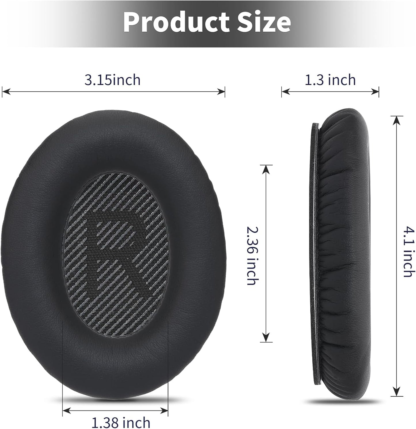 Damex Ear Cushions for Bose qc35 ii Replacement Ear Pads, Compatible with Bose QuietComfort 35 Replacement earpads, Increased Stitching,no Breakage, Protein Leather, Softly. (Black)