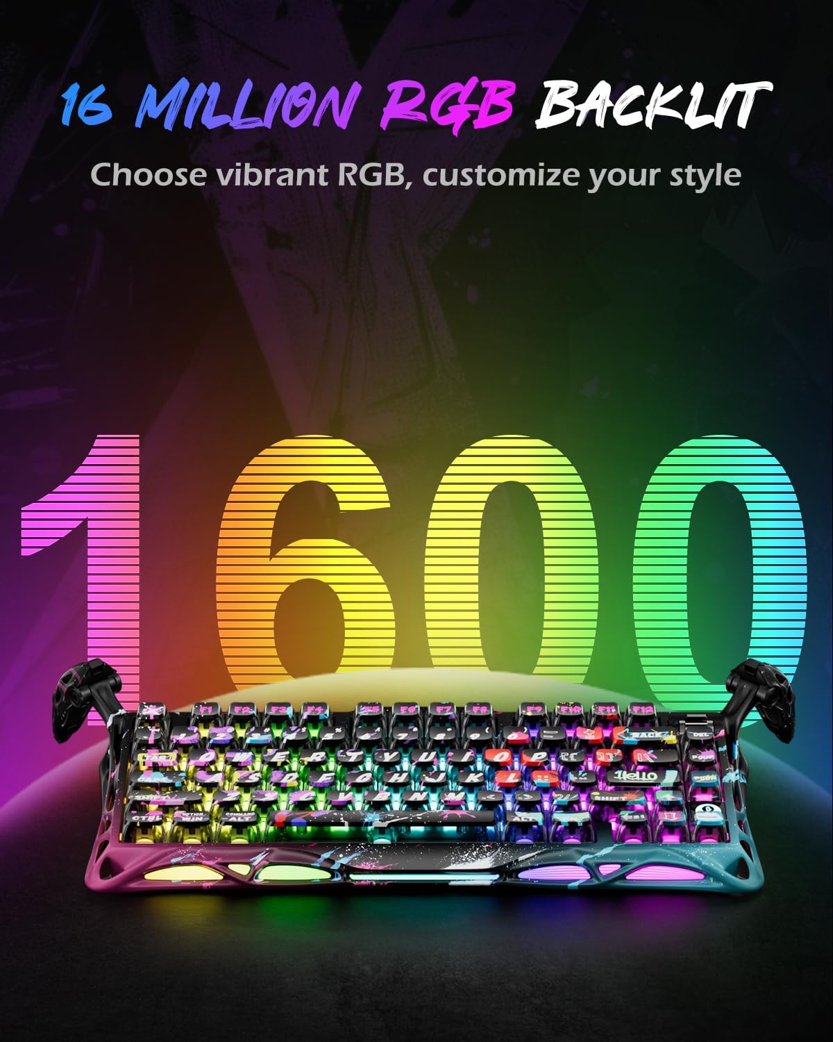 GravaStar Mercury V75 Pro 75% Hall Effect Magnetic Switch Gaming Keyboard-Neon Graffiti
