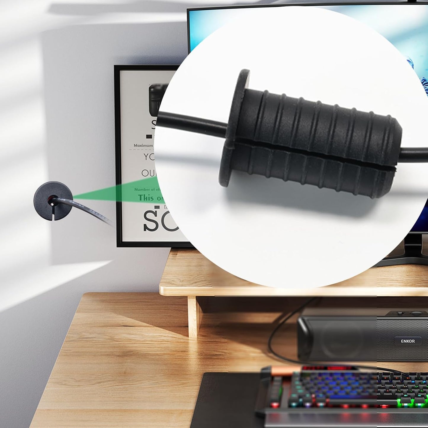 4pc Starlink Cable Grommet 3/4" Silicone Anti-Slip Wall Hole Pass Through Split Cable Bushings for TV Wire Ethernet Cord, Starlink Cable Routing Kit Accessories,38mm/1.5"Ht, Black