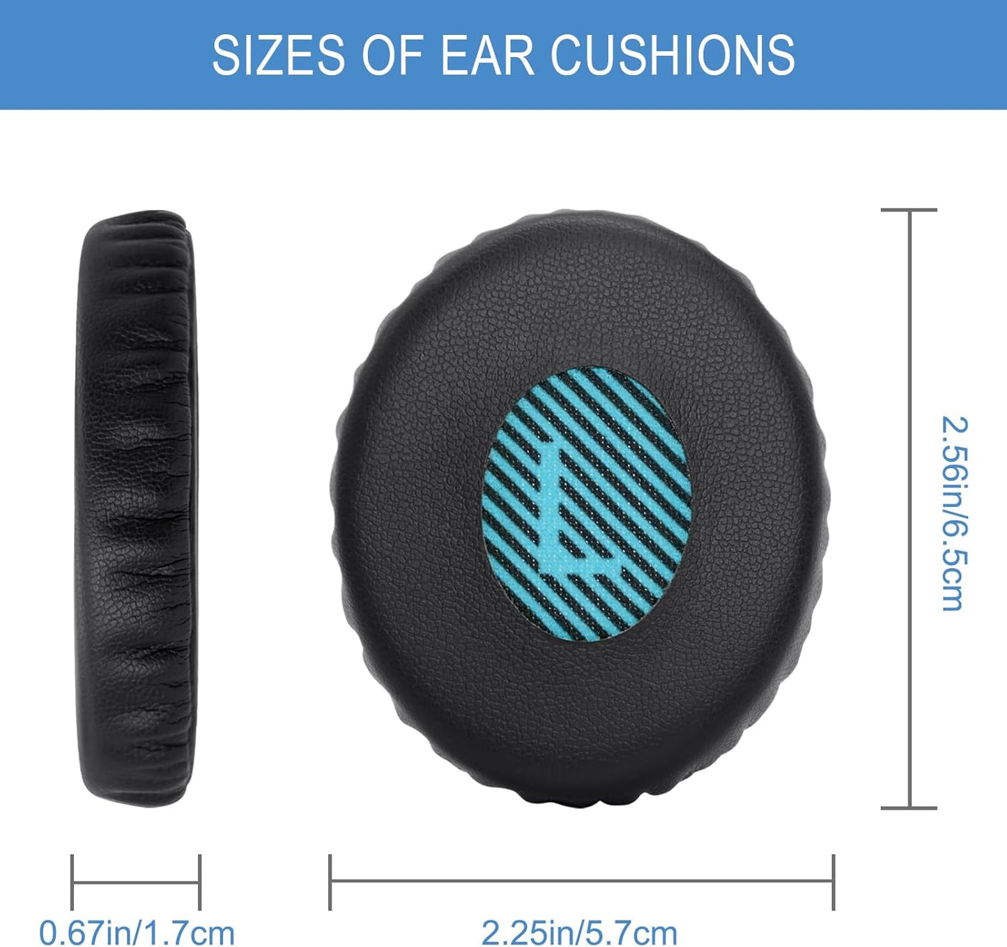 GEVO Ear Pads Cushions Replacement for Bose On-Ear 2 Headphones,Earpads for Bose OE2/OE2i/SoundTrue On-Ear/SoundLink, Earpads with High Dense Noise Isolation Foam,Protein Leather,Black&Blue