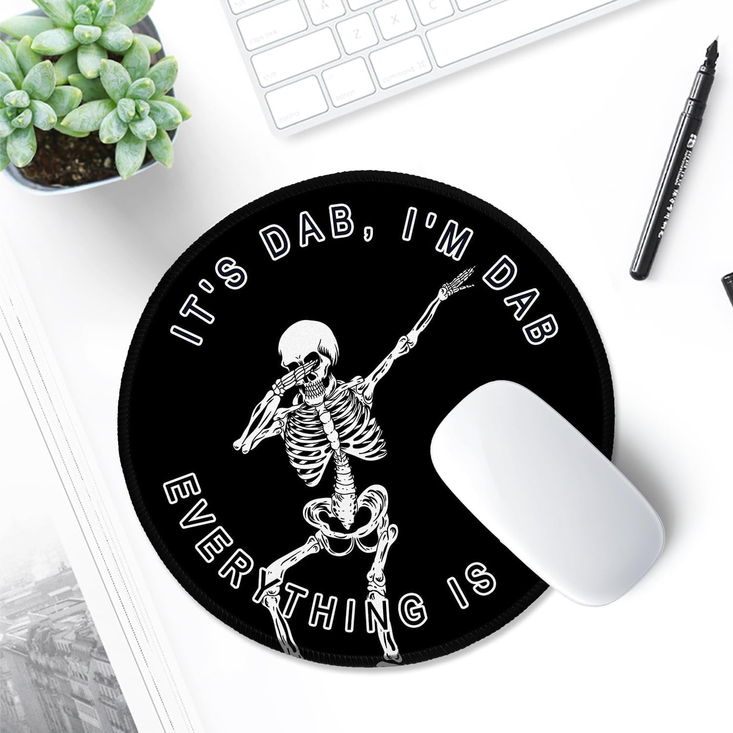 ITNRSIIET Round Mouse Pad with Stitched Edge Premium-Textured Waterproof Non-Slip Rubber Base Desktop Protection Mat Diameter 8.7 inches, Dab