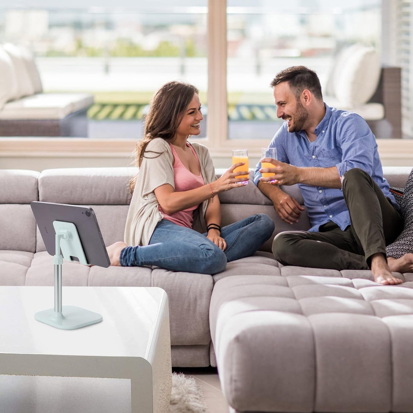 Doboli Cell Phone Stand, Phone Stand for Desk, Phone Holder Stand Compatible with iPhone and All Mobile Phones Tablet, Gifts for Adults Women Men Mom Wife, Turquoise