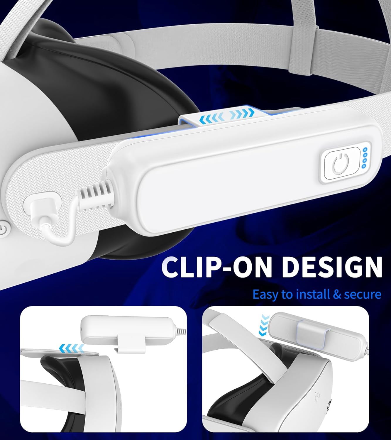 Battery Pack for Meta/Oculus Quest 3S/3/2,5000mAh Battery VR Charger, Extend 2-4 Hours Playtime, Lightweight Fast Charging VR Headset Safe Power Bank for Meta Quest 3S/3/2 Accessories