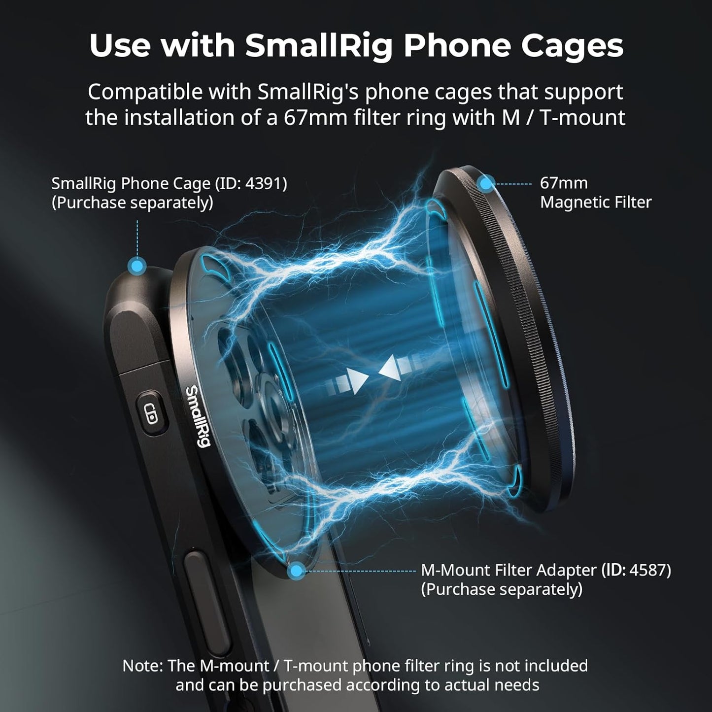 SmallRig 5-in-1 Magnetic 67mm Lens Filter Kit: VND + CPL + Black Mist 1/4 + Threaded Adapter Ring + Magnetic Lens Cover + Storage Bag + Cleaning Cloth, Magnetic Filter Set for Phone Camera Lens - 4726